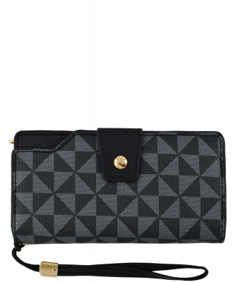 PM Monogram Clutch Wallet Wristlet PM015 BLACK